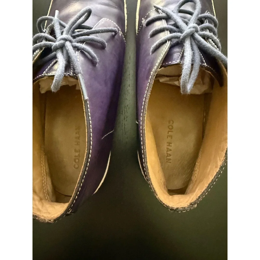 Cole Haan Men's Leather Chukka Boot Size 12M Purple Vibram Cupsole Lace-Up